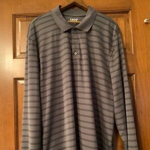 Izod LS Performance Golf Polo, XXL, Grey/Grey  stripe